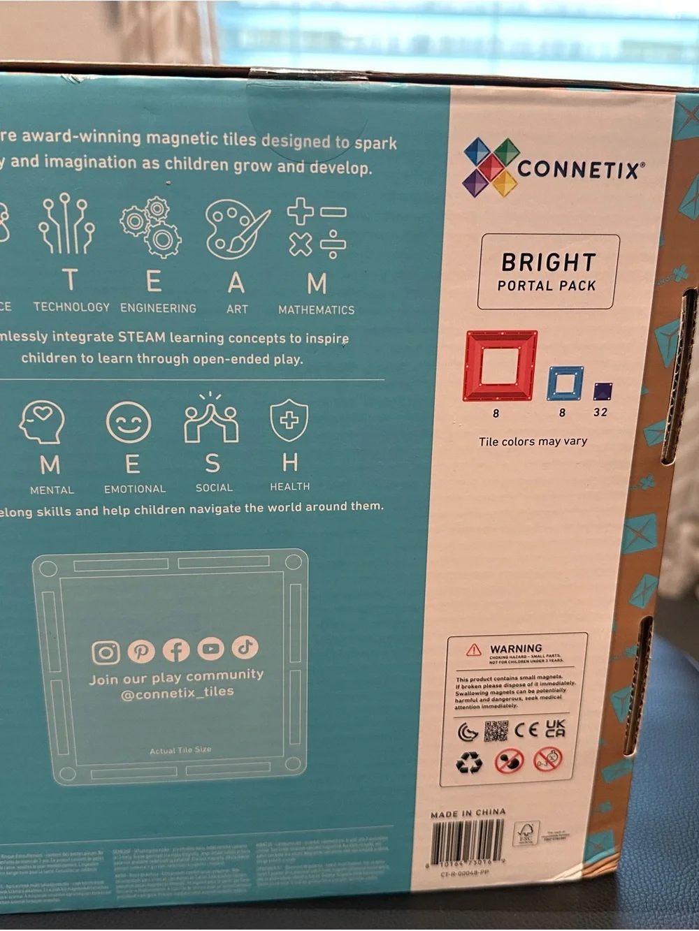 Connetix Bright Magnetic Tiles 48-Piece Portal Pack - Multicolor